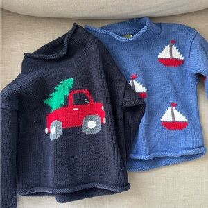 two rollneck sweaters